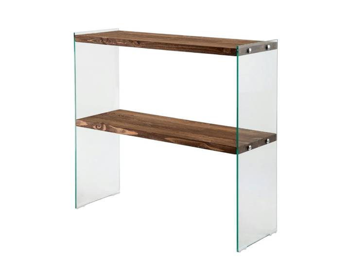 Console d'entrée bois / verre 2 plateaux