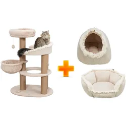 Trixie Kratzbaum Boho & Höhle Boho und Kuschelbettchen Boho  -  Vorteils-Paket
