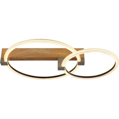GLOBO LIGHTING Deckenleuchte "FLETCHER", holzoptik dunkel, 1, H: 11,5cm, 1 Stk., Leuchten, LED-Deckenleuchte in Holzoptik, modern, warmweiß & hell, Deckenleuchte