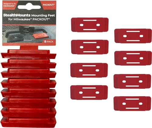 StealthMounts Packout Voeten - Montage Voeten voor Milwaukee Packout Systeem - 8 Stuks - Rood