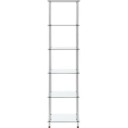 vidaXL Regal mit 6 Ablagen Transparent 40x40x160 cm Hartglas