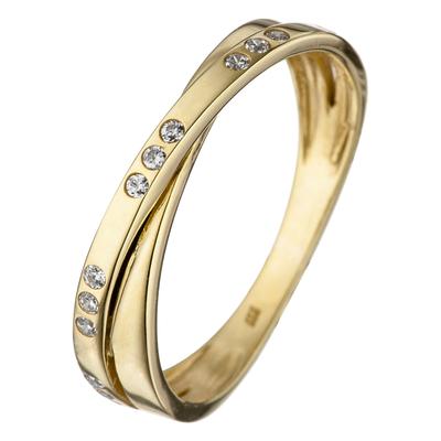 Goldring JOBO Gr. 52, gold (gelbgold 333), Fingerringe, Damen, 52, Gelbgold 333, Goldring, 333 Gold mit Zirkonia