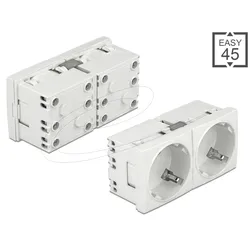 DELOCK Easy 45 Schutzkontakt-Steckdose 45°-Anordnung 2-fach