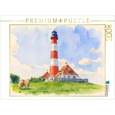 CALVENDO Puzzle Leuchtturm Westheversand | 2000 Teile Lege-Größe 90x67cm Foto-Puzzle für glückliche Stunden