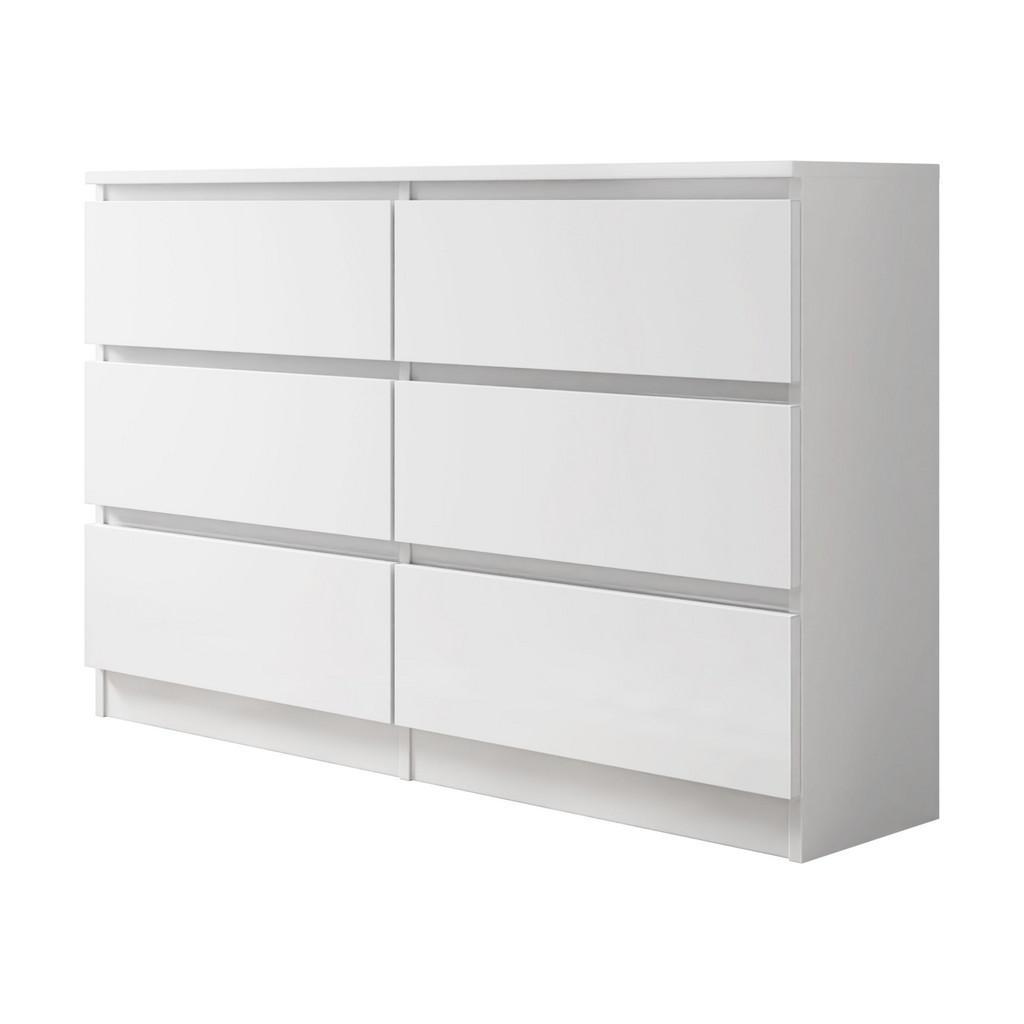 Mirjan24 Kommode, Weiß, Holzwerkstoff, 6 Schubladen, 120x77x30 cm, Wohnzimmer, Kommoden & Sideboards, Kommoden