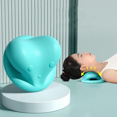 United Neck And Shoulder Relaxer Cervical Traction Pillow For Gentle Daily Stretching pink