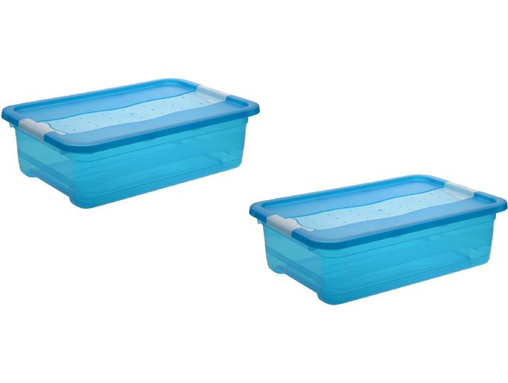 Organizer KEEEPER cornelia , blau, B:39,5cm H:17cm T:59,5cm, Kunststoff, Aufbewahrungsboxen, Organizer, Aufbewahrungsbox, 28 L, mit Deckel, Schiebeverschluss