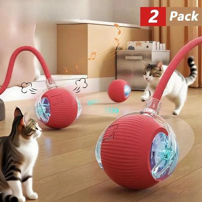 Inspired Finds Smart Rolling Mouse Tail Ball Interactive Cat Toy red