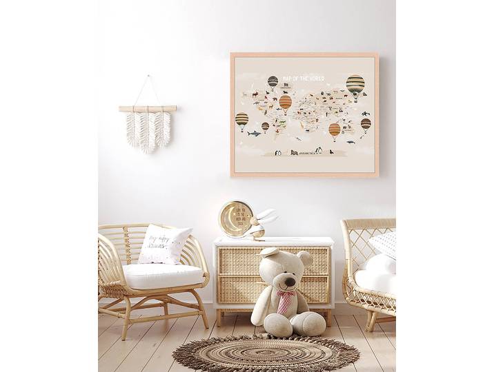 Bild Map Of The World 53 x 63cm Multicolor