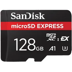 Sandisk Express (128 GB, microSD Express, U3, UHS-I), Speicherkarte, Schwarz, Rot