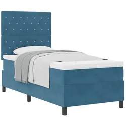 vidaXL Boxspringbett mit Matratze Dunkelblau 90 x 200 cm Samt