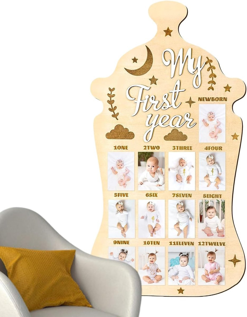 Houten Baby Foto Bord Groeimeter Fotolijst voor het vastleggen van herinneringen, 46 x 36 cm