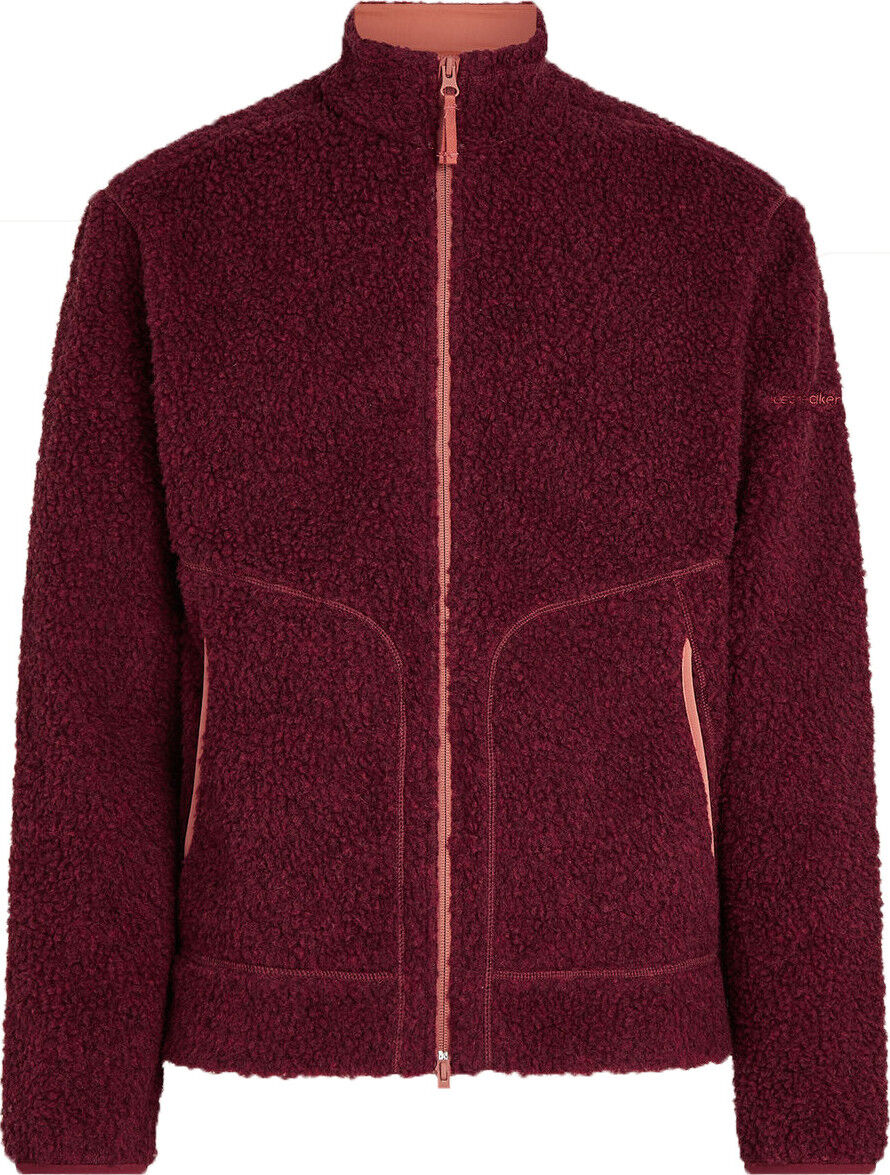 Icebreaker Women's Merino 800 Realfleece High Pile Longsleeves Zip Port Dk Hthr/cedar Wood S