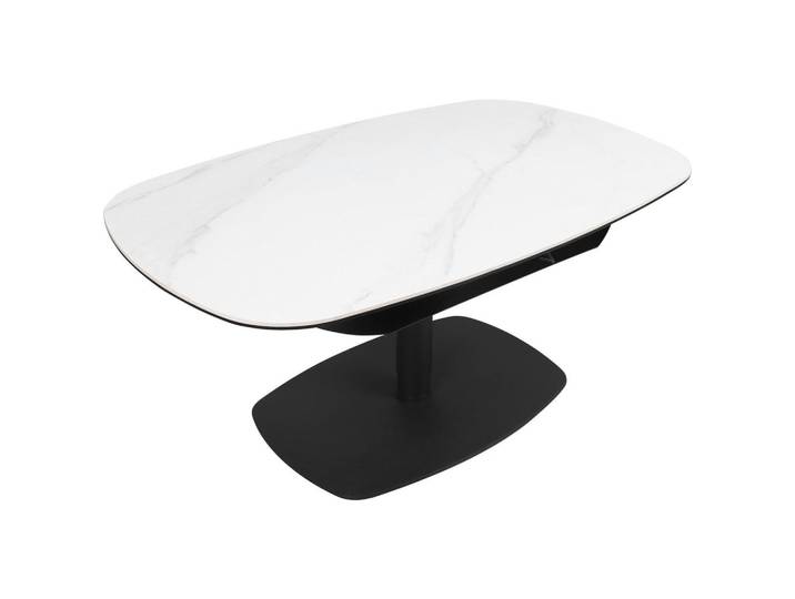 Dieter Knoll Couchtisch, Anthrazit, Weiß, Metall, Glas, Keramik, rechteckig, Säule, Bodenplatte, 70x50-75x110 cm, höhenverstellbar, Wohnzimmer, Wohnzimmertische, Couchtische, Couchtische Glas