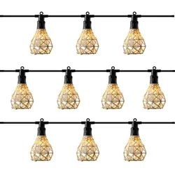 Kaemingk LED Party Deko Lichterkette Korboptik Garten Balkon Sommer Boho Stil koppelbar