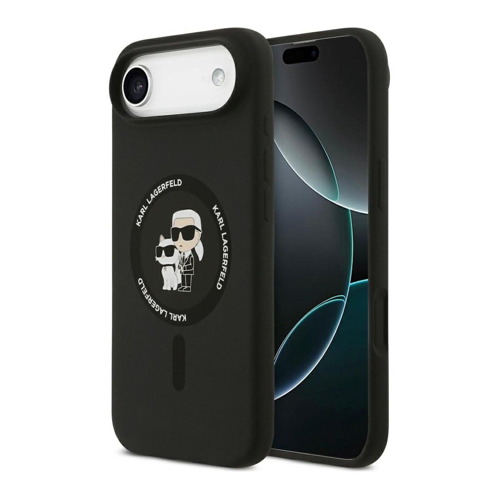 Karl Lagerfeld Apple iPhone 17 Air Silicone Karl&Choupette Ring MagSafe Schwarz