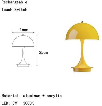 Uplift Picks Rechargeable Nordic Aluminum Acrylic Table Lamp For Modern Ambient Home Lighting yellow
