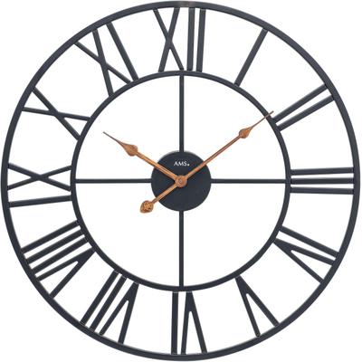 Wanduhr AMS, schwarz, Wanduhren, Ø 50cm, Wanduhr, Quarzuhr,Wohnzimmer,Esszimmer,Küche,Arbeitszimmer,Büro,Flur