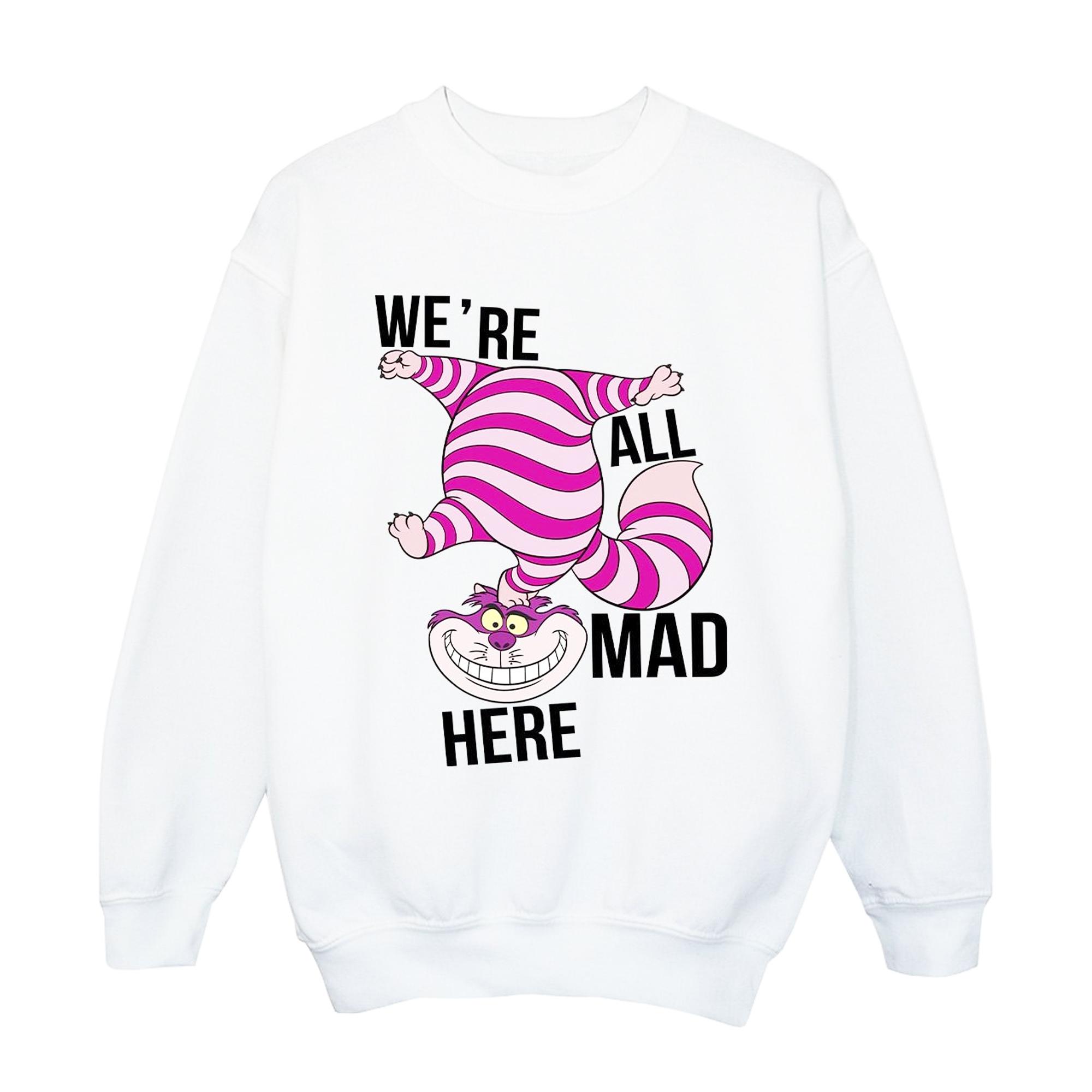 Disney Meisjes Alice In Wonderland Allemaal Gek Hier Sweatshirt (Wit)