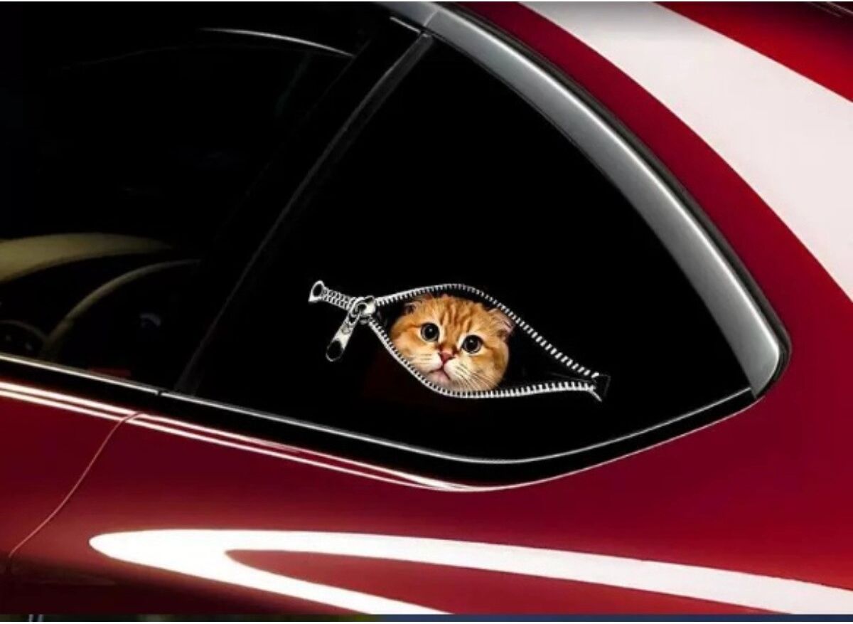 INF 5er-Pack Auto-Aufkleber für Haustiere – Reißverschluss-Katze & Labrador, PS-Material, wasserdicht und abziehbar, gemischte