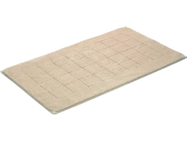 Badematte VOSSEN Exclusive Gr. 4, beige (tibet), H:20mm, Baumwolle, Badematten, Badematte, Badteppich, Uni-Farben, Karo Muster, Hoch-Tief Effekt, reine Baumwolle