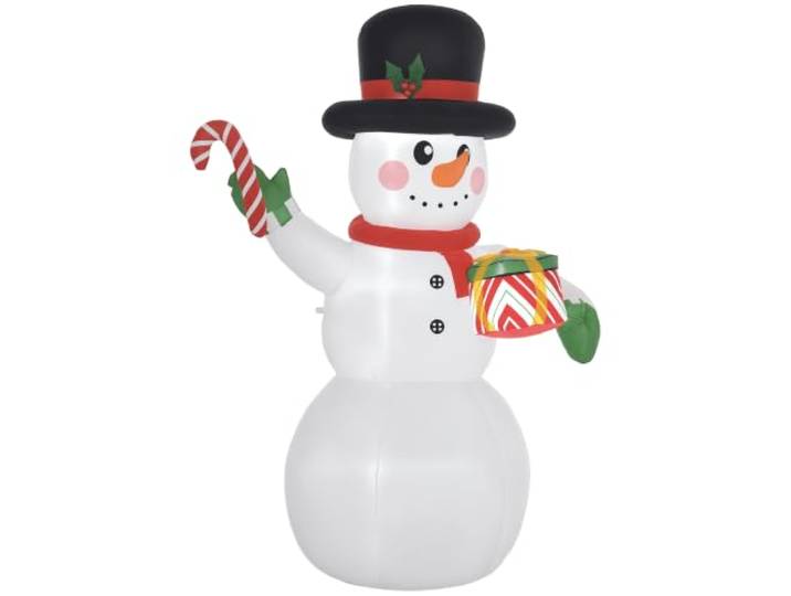 Outsunny Aufblasbarer Schneemann mit Zuckerstange 180 cm mit LED-Leuchte