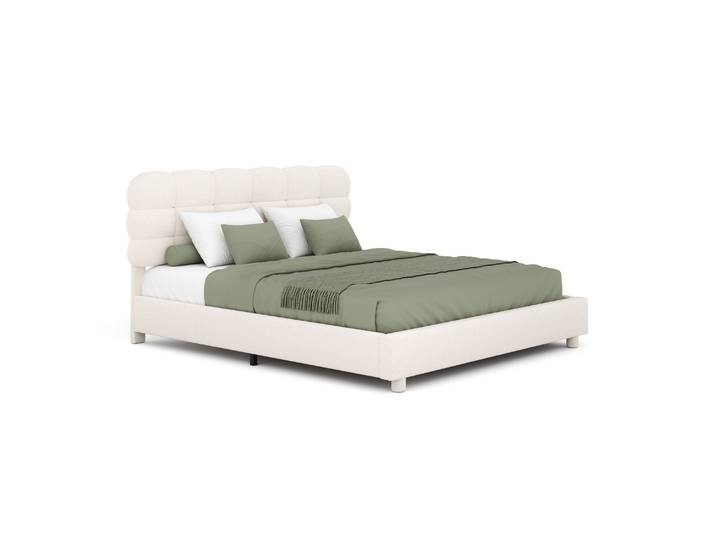 Polsterbett Bouclé KIRSTEN 160 x 200 cm creme