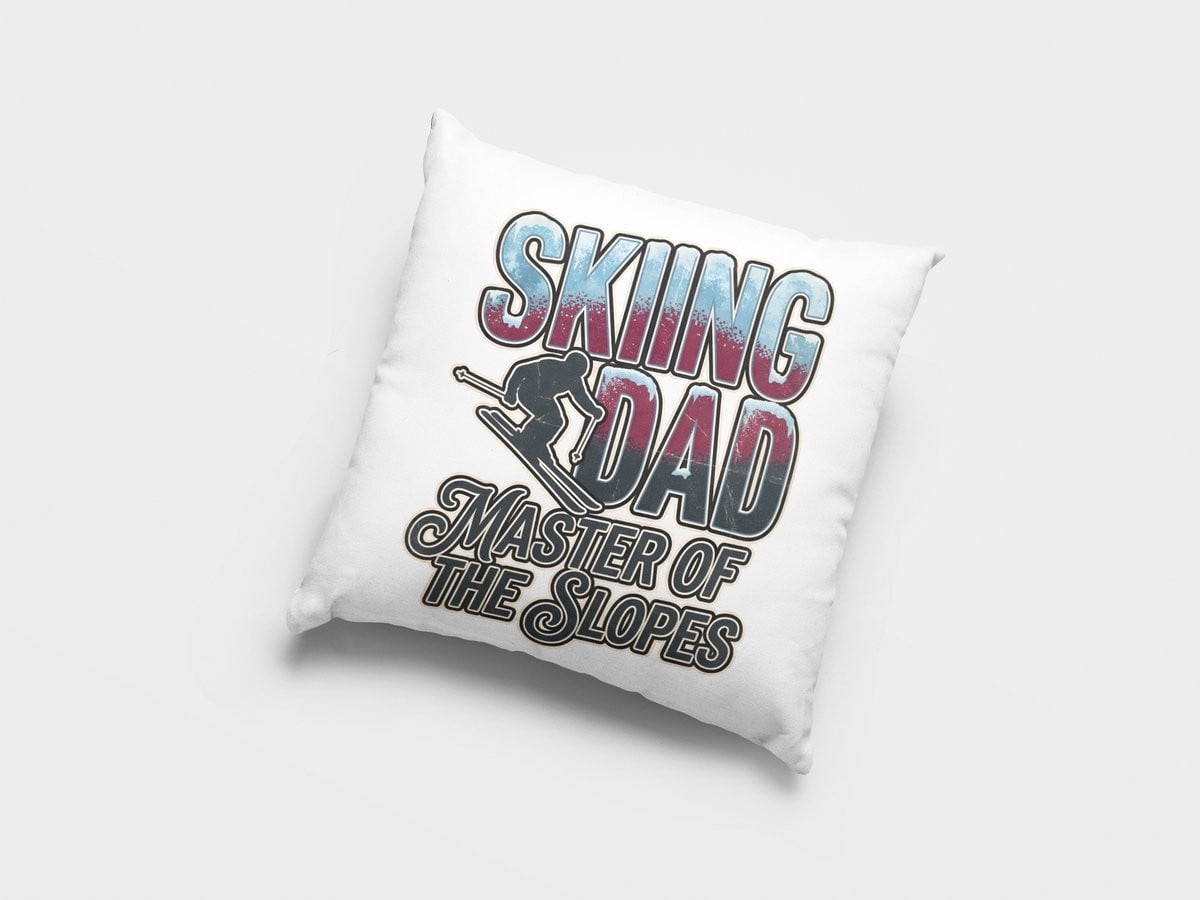 Skiënde Papa Meester van de Pistes Sierkussen - 40 x 40 cm - Decoratief kussen voor skiliefhebbers