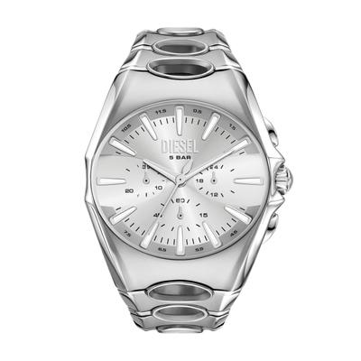 Chronograph DIESEL "D-CURVE", edelstahlfarben, silberfarben, Armbanduhren, Herren, edelstahlfarben, Chronograph, Quarzuhr, Armbanduhr, Herrenuhr, Edelstahlarmband, analog
