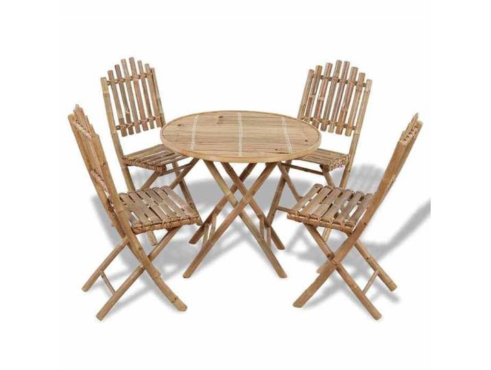 57495&Mode Ensemble à manger d'extérieur pliable - 5 pcs - (Table et 4 chaises de jardin) - Bambou - 80x70 cm