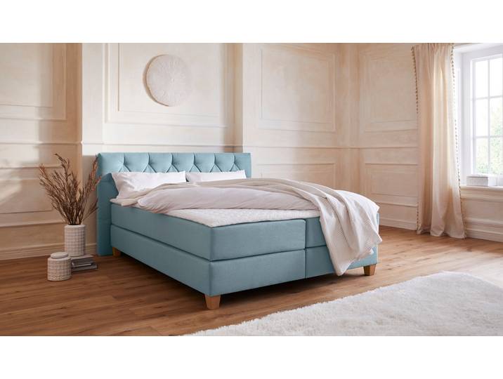 Boxspringbett, Mint, 183x210 cm, Struktur (100% Polyester), 7-Zonen-Kaltschaummatratzen H2, Modern, Home-affaire