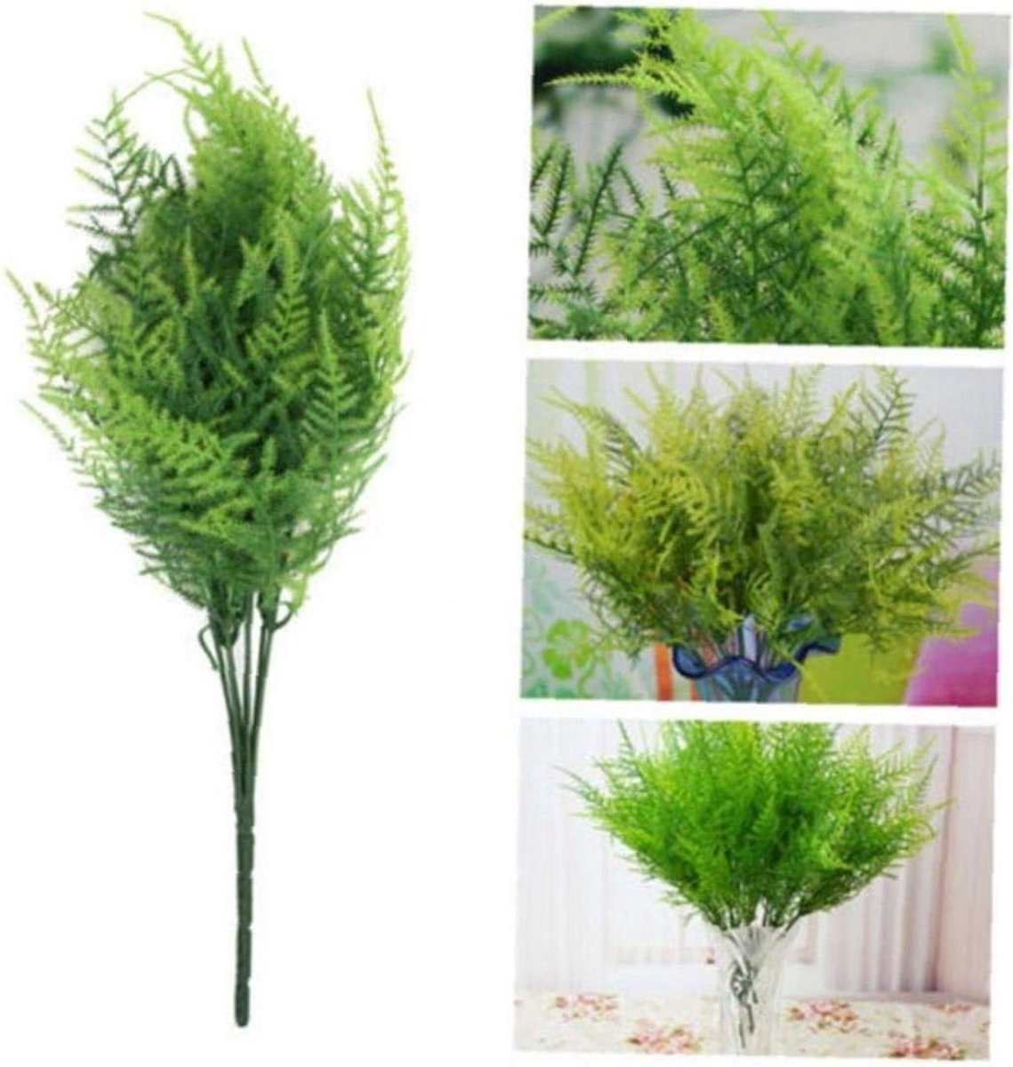 Kunstplant Asperge Varen - Groen - 7 stengels - 38 x 16 cm