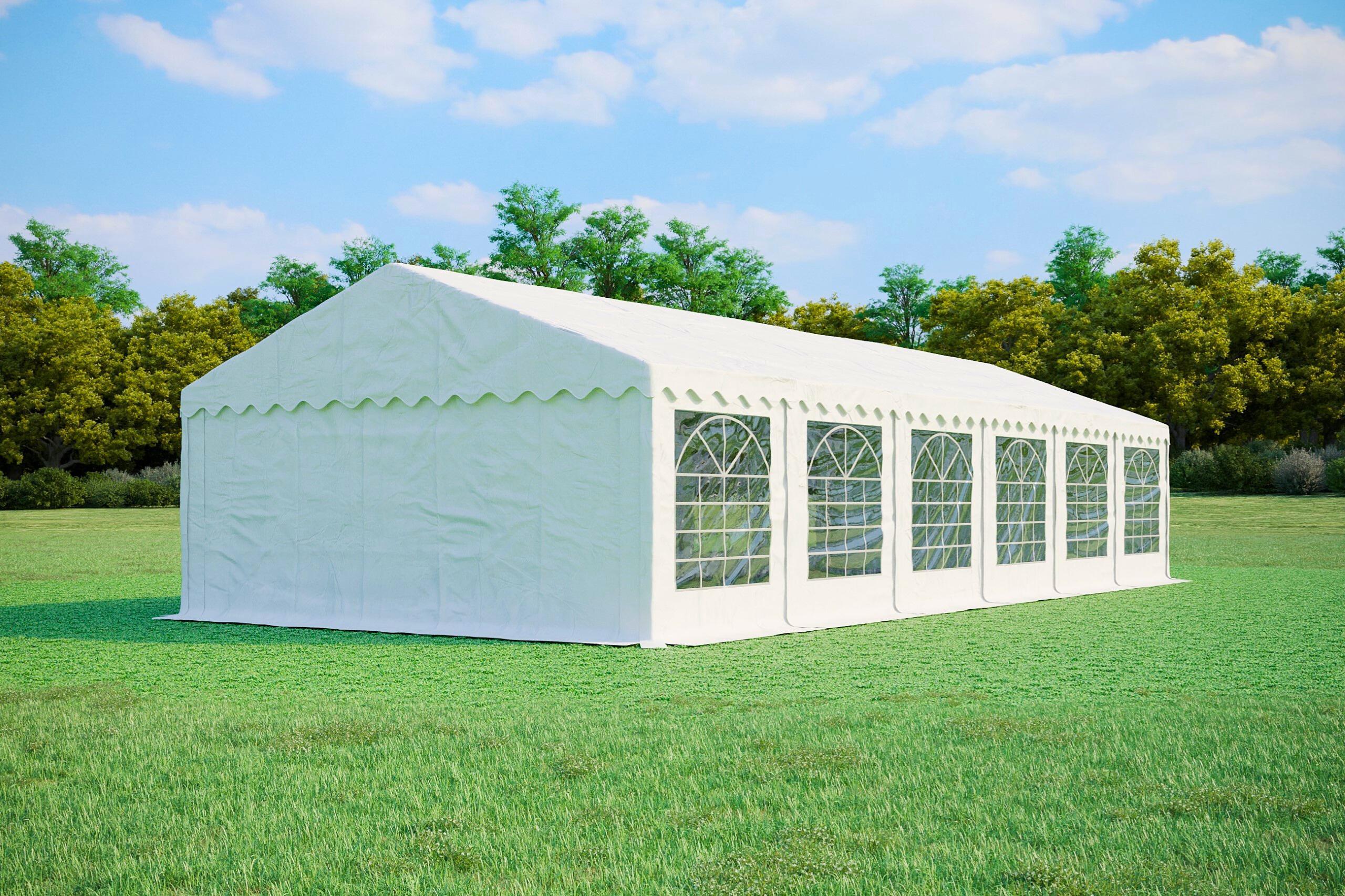 Partyzelt 5x12m PVC PREMIUM Feuerfeste - Weiß