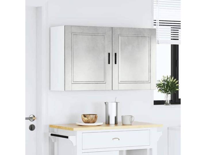 Clarence* Lot de 2 Armoires murales de cuisine Porto - Meuble cuisine/Buffet suspendu - gris béton EU159939