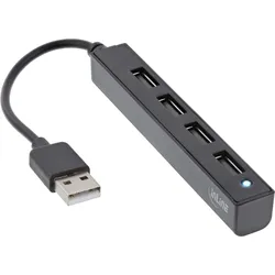 INLINE USB 2,0 4-Port Hub, USB-A Stecker auf 4x USB-A Buchse, Kabel 15cm