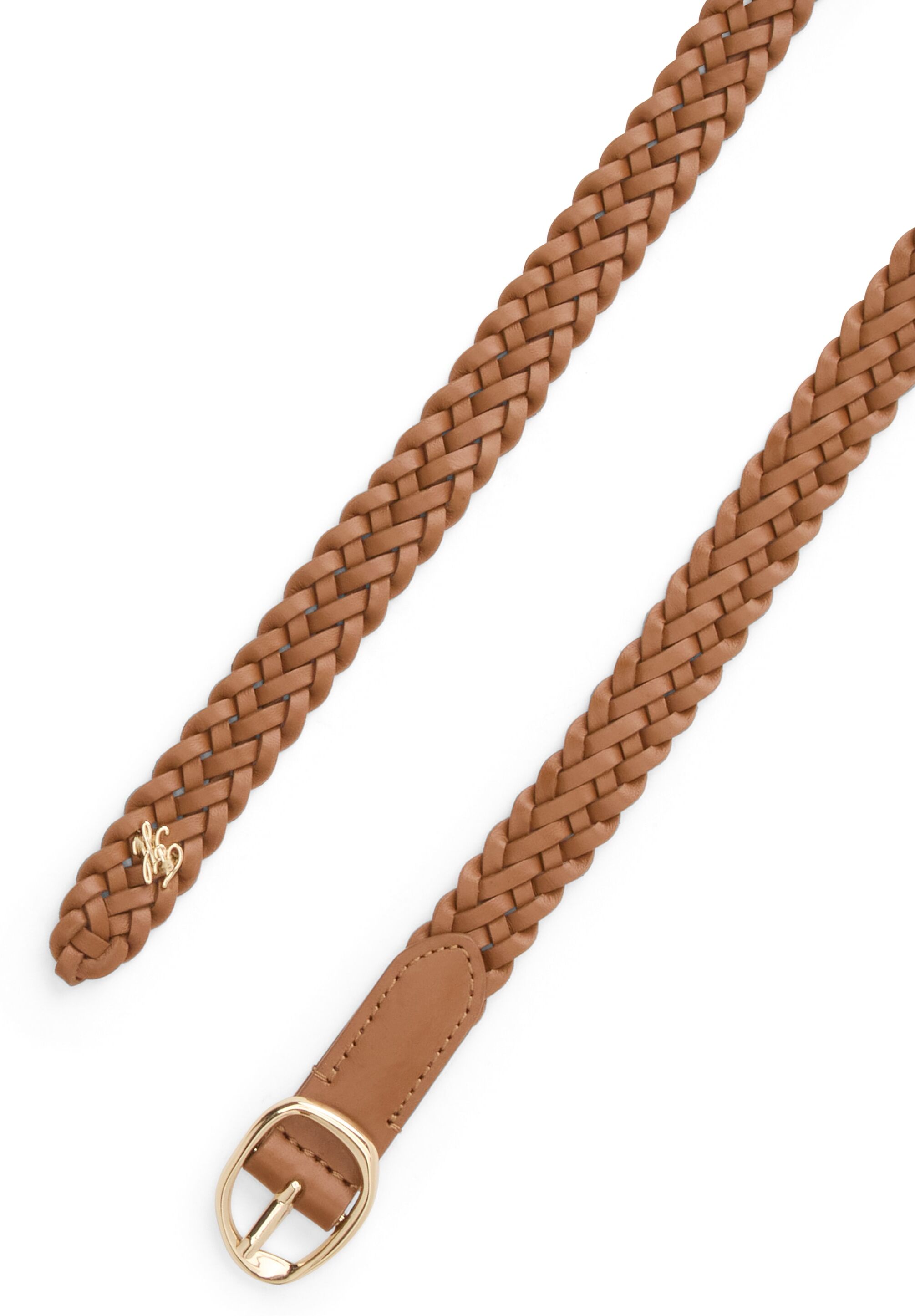 Flechtgürtel TOMMY HILFIGER "TH SCULPT 2.0 WOVEN", Damen, Gr. 85, cognac, Rindsleder, unifarben, Gürtel Flechtgürtel, aus echtem Leder cognac 85