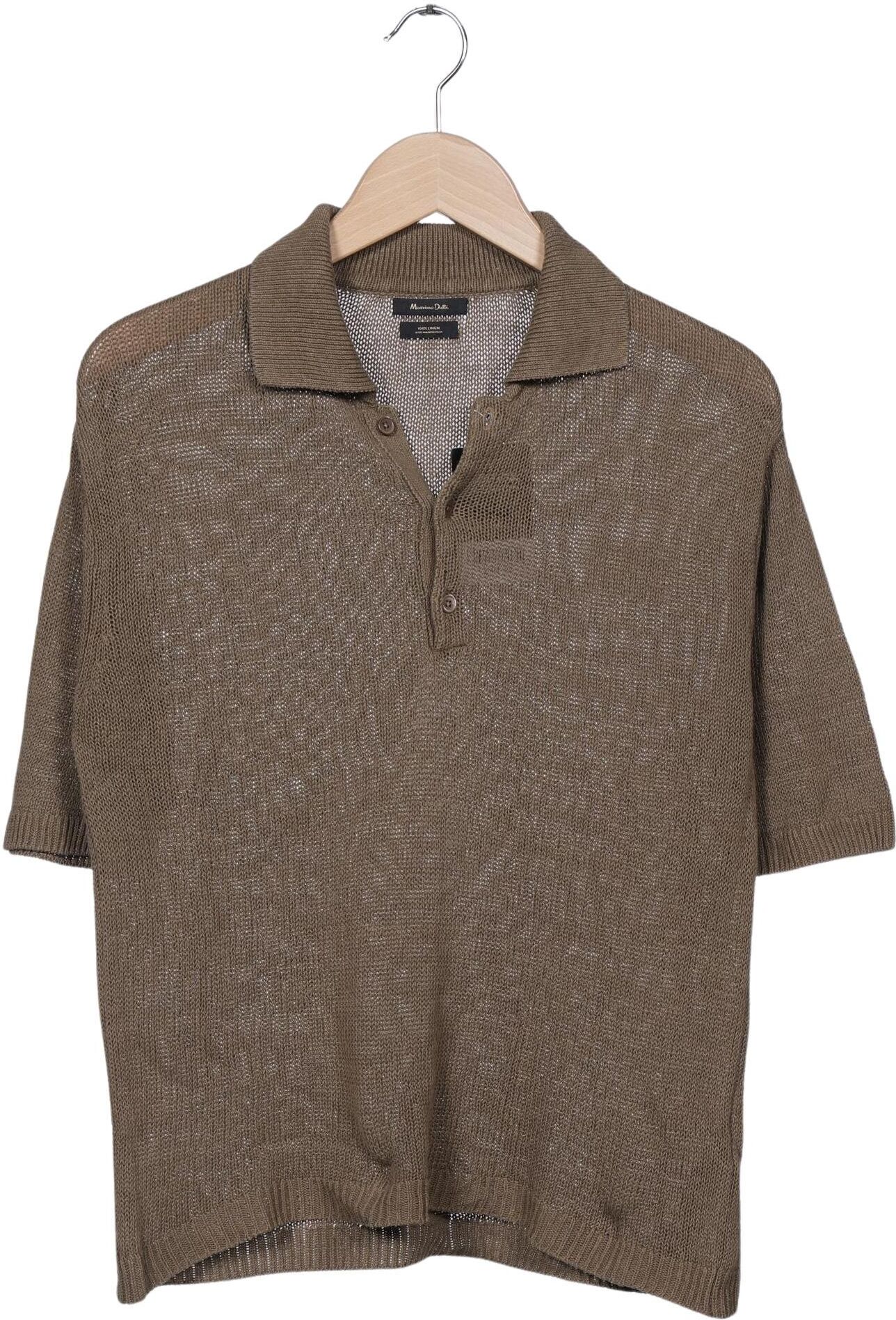 Massimo Dutti Herren Poloshirt, Braun, Gr. S, Leinen - Second Hand