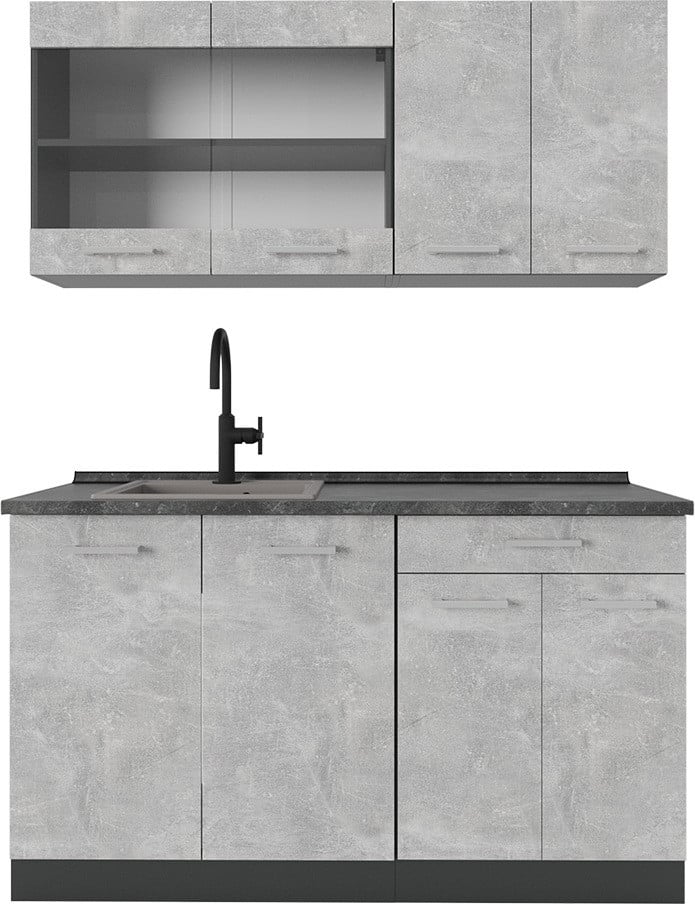 Vicco R-Line Eenpersoonskeuken Beton 140 cm zonder werkblad, Model 53712
