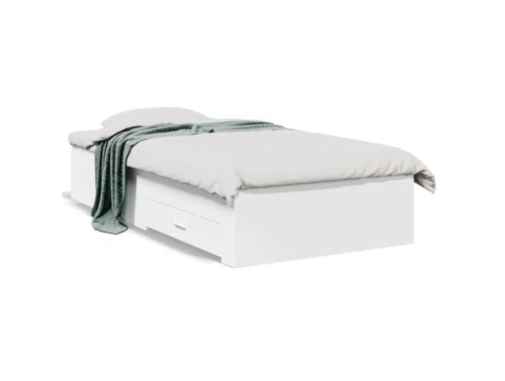 PUGYNBK Bett 90 x 200 cm, mit Schubladen aus weißem Holz Technische Struktur, Lattenrost, integrierte Aufbewahrung, modernes Schlafzimmer