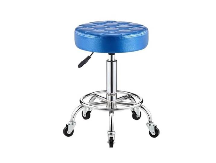 HANELREEZD Runde Rollhocker mit hydraulischer Fußstütze bürohocker Metallhocker höhenverstellbar, for Home Office Shop
