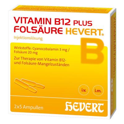 Vitamin B12 Plus Folsäure Hevert a 2 ml Ampullen 2x5x2