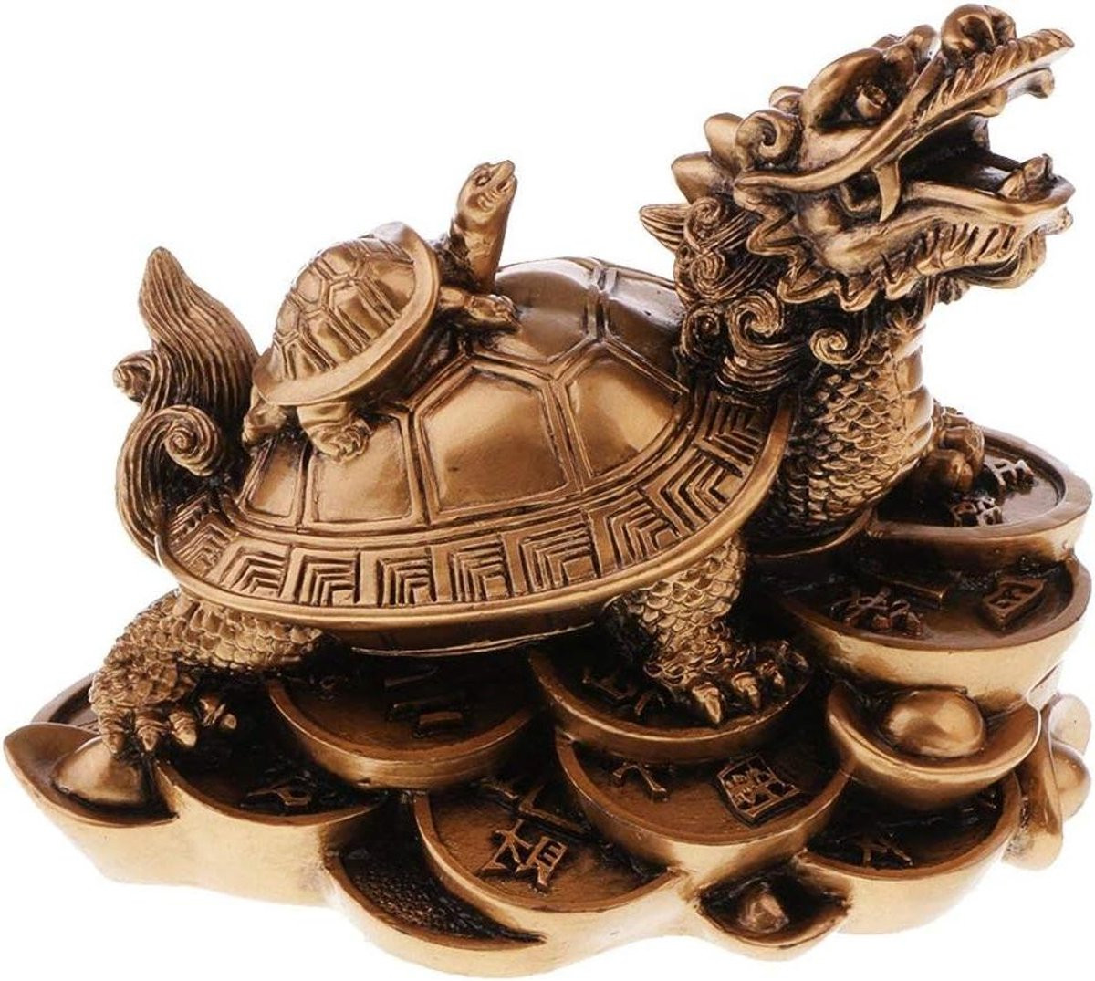 Draken Schildpad Beeld - Feng Shui Symbool voor Welvaart - Brons