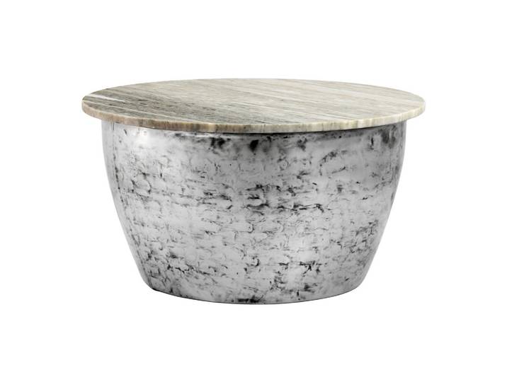 Livetastic Couchtisch, Silberfarben, Metall, Stein, rund, rund, 60x34x60 cm, einfacher Aufbau, Wohnzimmer, Wohnzimmertische, Couchtische, Couchtisch Marmor