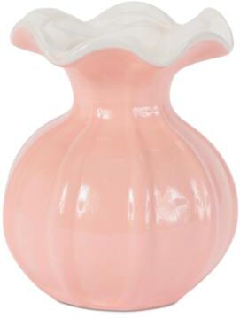 Melrose International Ribbed Ruffle Rim Vase (Set of 2)