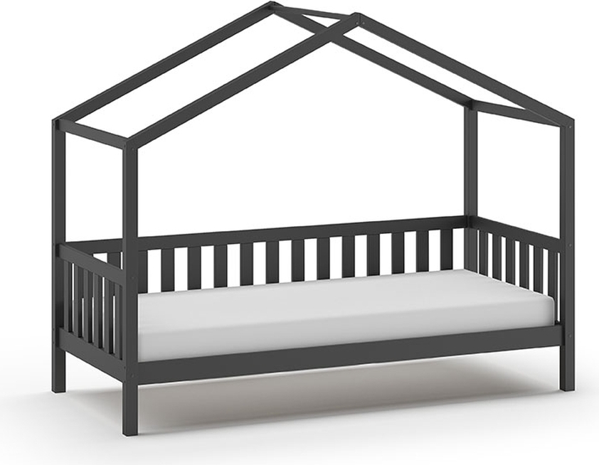 Hausbett >DALLAS< in Anthrazit aus Massive Kiefer - 210x170x97cm (BxHxT)