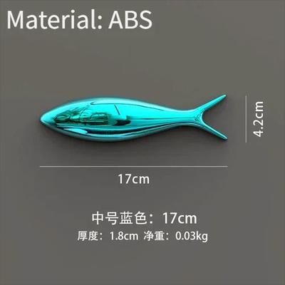 Inspire Select 3D Electroplated Fish Wall Decor Modern Mirror Sardine Wall Art For Living Room & Restaurant Decoration blue M