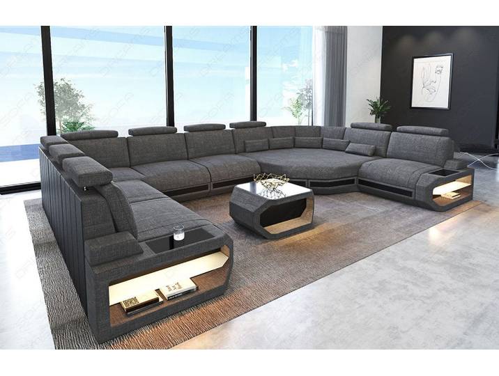 Wohnlandschaft Asti U-Form aus Stoff