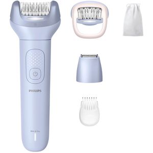 Philips Epilierer Series 8000, BRE711/00, mit 3 Aufsätzen und Tasche, blau