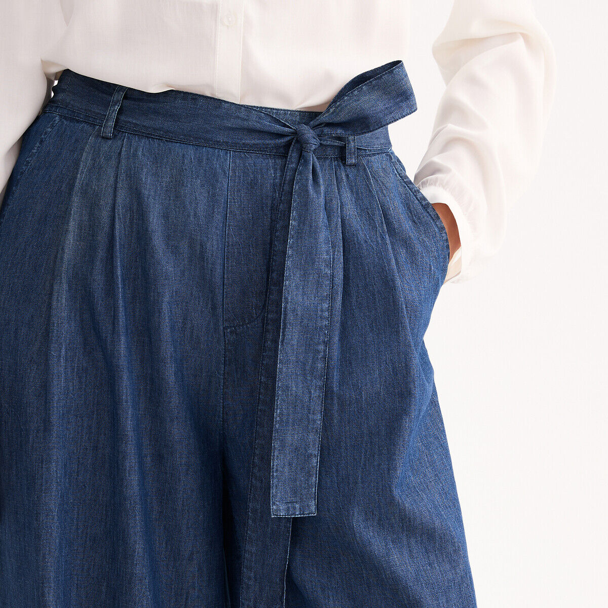 ANNE WEYBURN Jean large femme en denim light ceinture semi-élastiqué