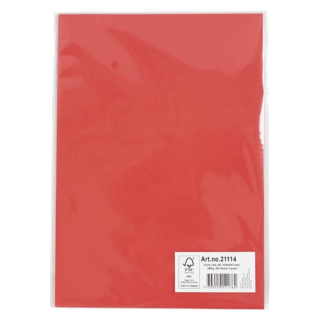 Creativ Company Gekleurd Karton Helder Rood A4, 20 vel (180 g/m², 1x) (21114)